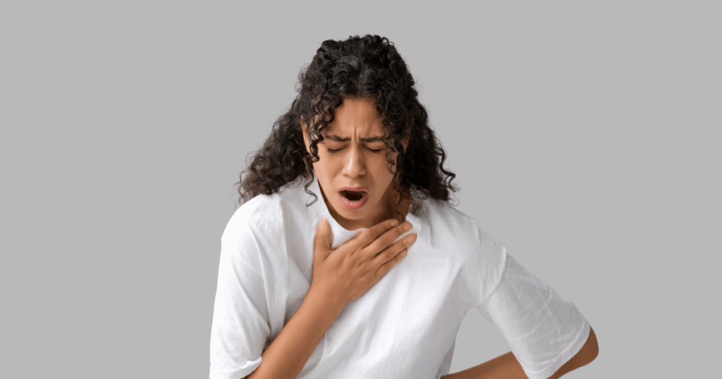 woman suffering shortness of breath because of anxiety